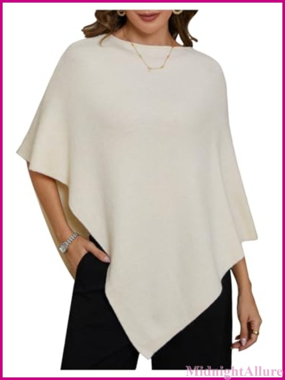 Poncho Shawl Wrap Sweater Asymmetrical Pullover Knit Top Loose Fit